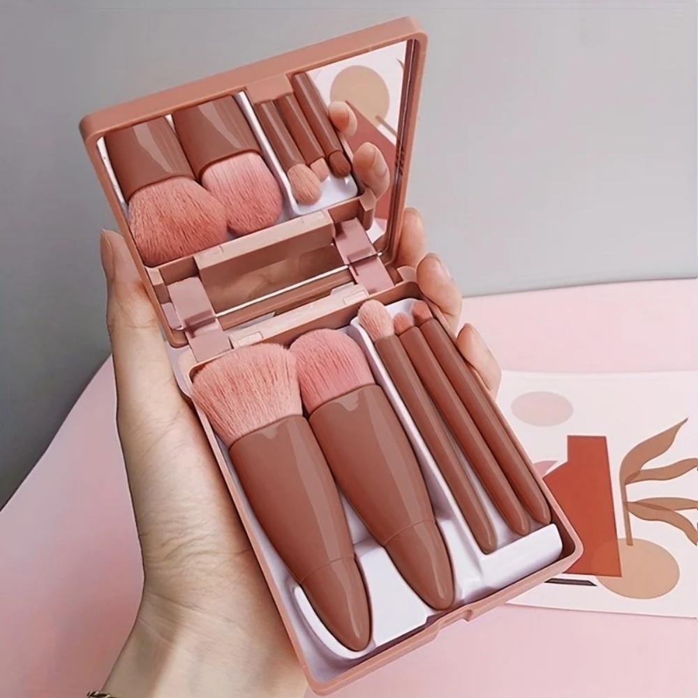 Beauty Makeup Tool Collection - 5Pcs Portable Cosmetic Brush Set With