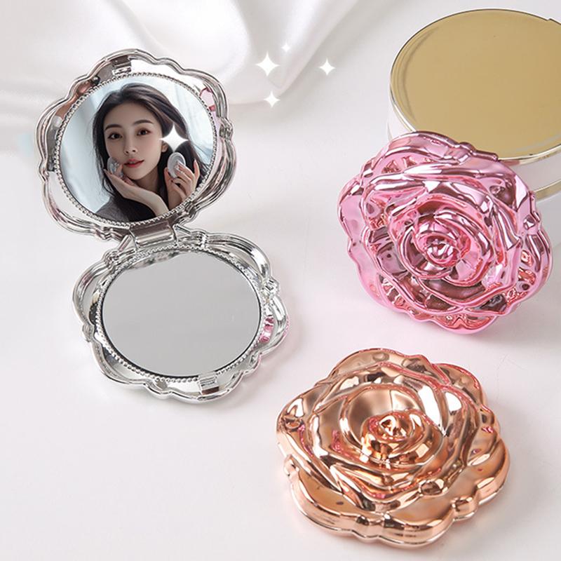 Portable Mini Mirror Retro Ros - Beauty Flower Makeup review and price