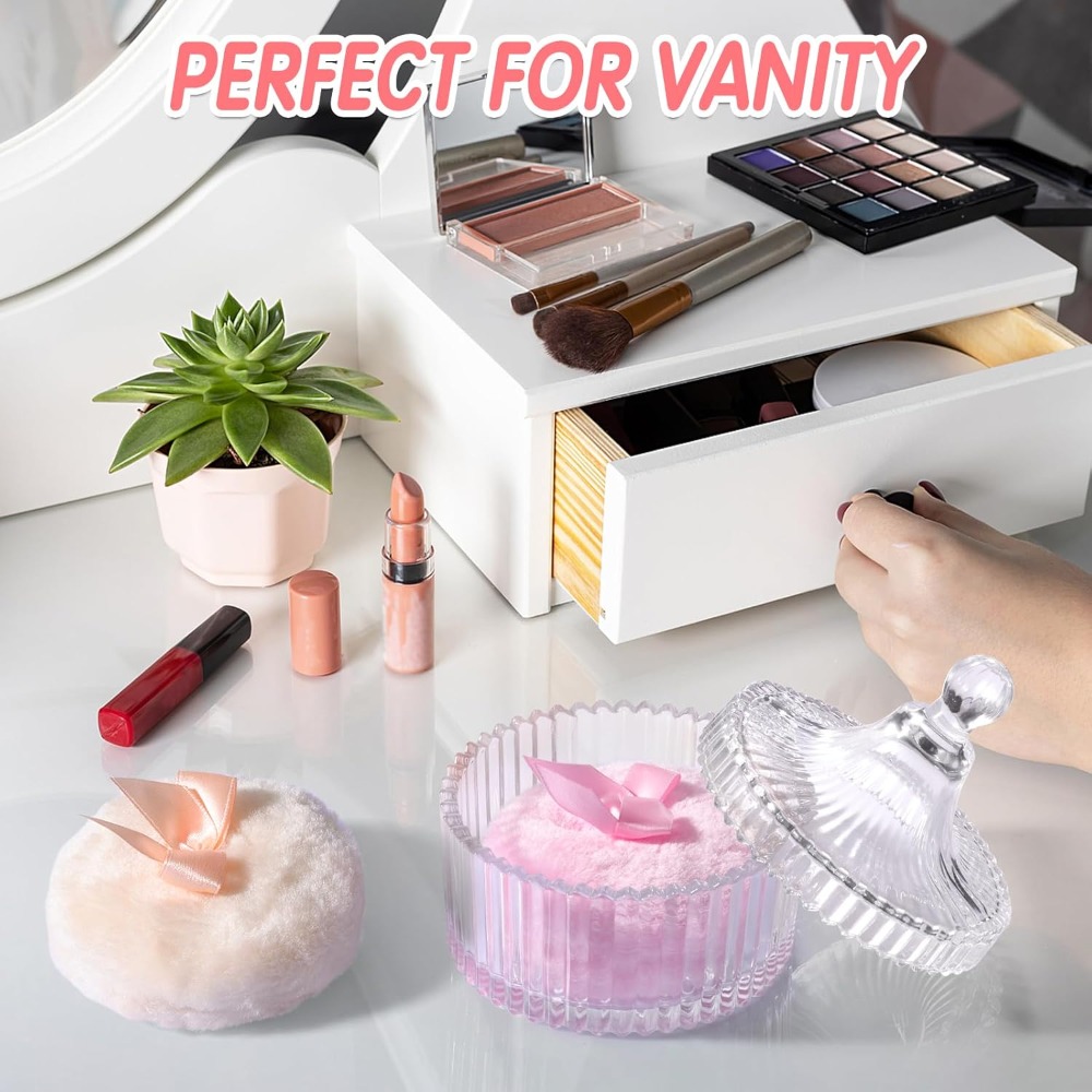 Powder Puff with Glass Storage - Beauty Makeup Tool Collection review and price